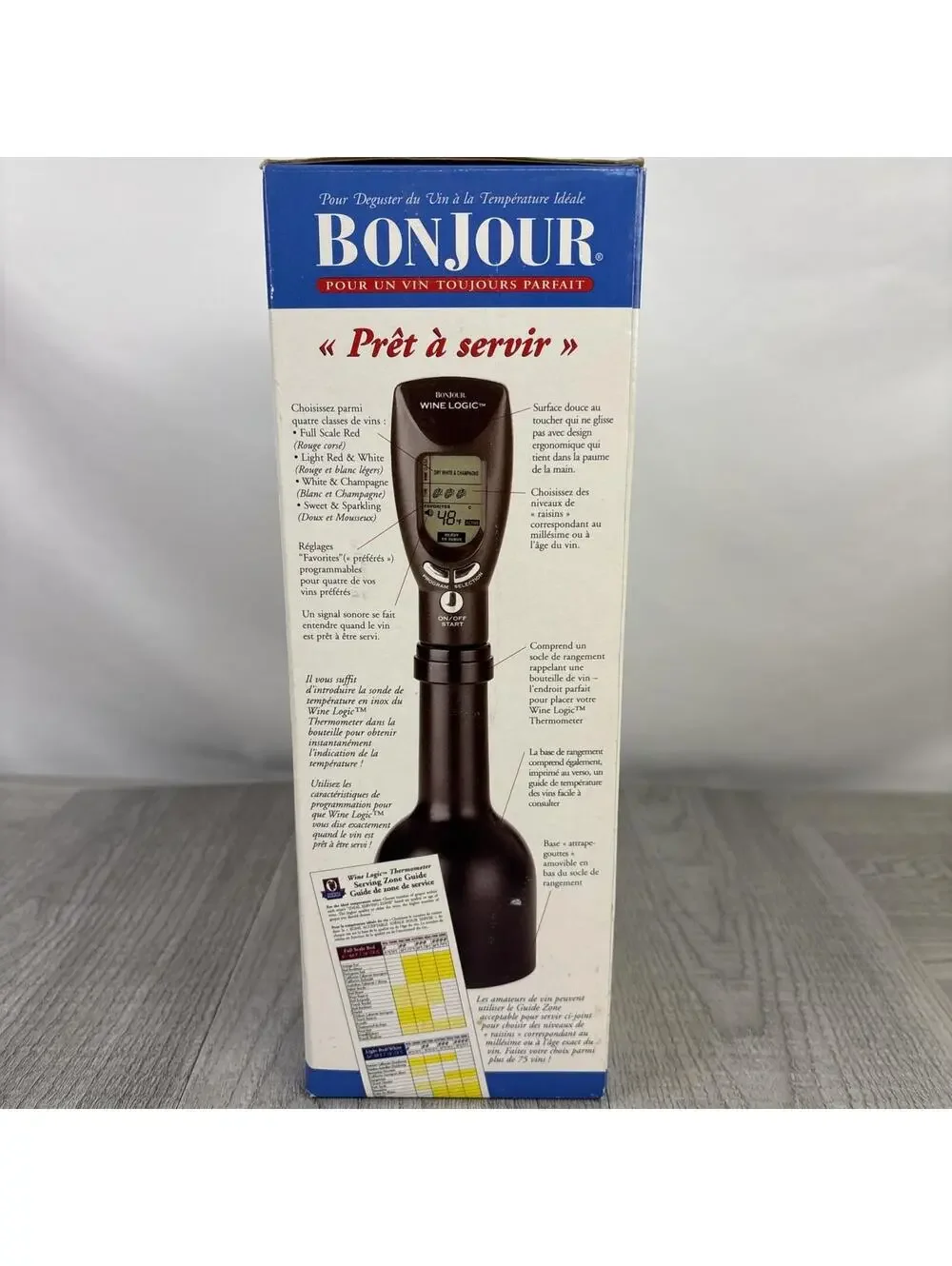 Vintage BonJour Wine Logic Digital Wine Thermometer 2001 Original Box